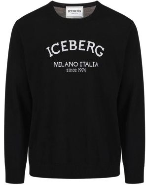 Iceberg Crew-neck sweater with logo - Nero