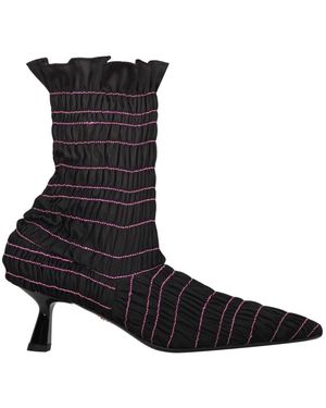 AMY CROOKES Schoenen ,Zwart ,Leer Enkellaarsjes Van Stof