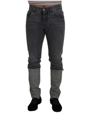 Dolce & Gabbana Jeans in denim a gamba a quadri grigi - Nero