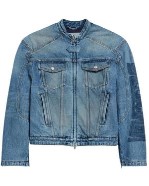 Balenciaga Jassen ,Blauw ,Denim Squeeze Motorcycle Denim Jacket