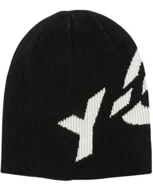 Y-3 Accessoires ,Zwart ,Wol Graphic Logo Beanie