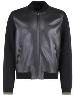 Gucci Gestrickte Lammlederjacke Mit Wollmischung - Schwarz