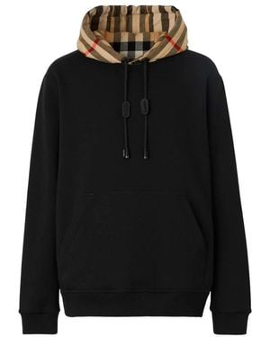 Burberry Hoodies & Sweatvesten ,Zwart ,Hoodie Met Ruitjesvoering