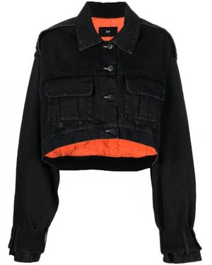 3x1 Jassen ,Zwart ,Denim Zwarte Denimjack Met Spread Kraag