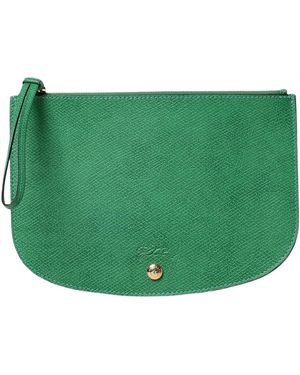 Longchamp Tassen ,Groen ,Leer Groene Leren Zip Clutch