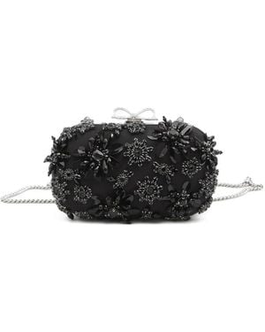 Self-Portrait Floral Crystal Embellished Bag - Black