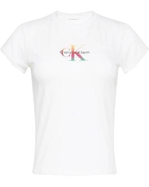 Calvin Klein Pride Slim Monogram Logo T-Shirt - Wit