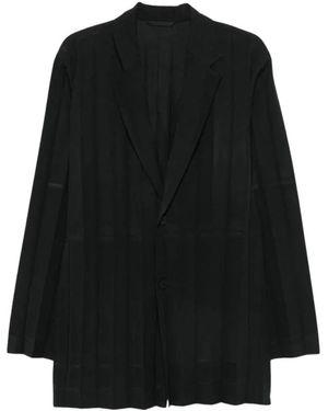 Issey Miyake Kostuums ,Zwart ,Polyester Tuxedo Plissé Jas