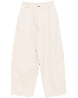 Lemaire Hoch Taillierte Baumwollhose Mit Knopfleiste - Weiß