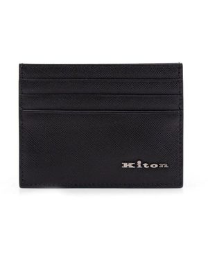Kiton Stilvolles Kartenetui Geldbörse Set Italien - Schwarz