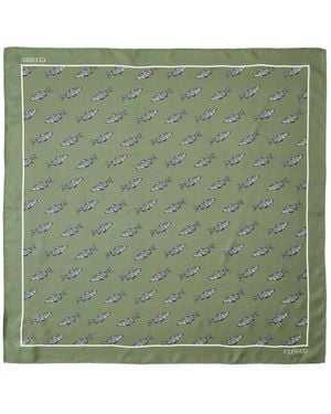 Closed Accessoires ,Groen ,Visprint Zijden Sjaal