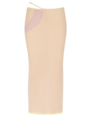 Gcds Rokken ,Roze ,Polyester Comma Ribbed Longuette Rok - Wit