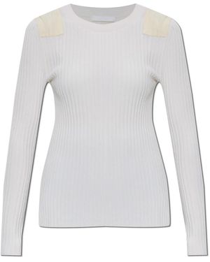 Helmut Lang Tops ,Wit ,Wol Geribbelde Top Met Lange Mouwen - Grijs