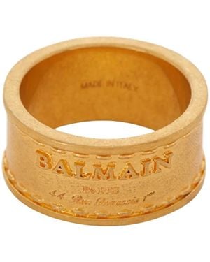 Balmain Accessoires ,Geel ,Signature Tubular Ring - Metallic