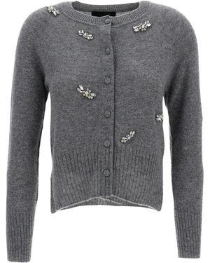 Simone Rocha Truien & Vesten ,Grijs ,Kasjmier Embellished Cashmere Cardigan
