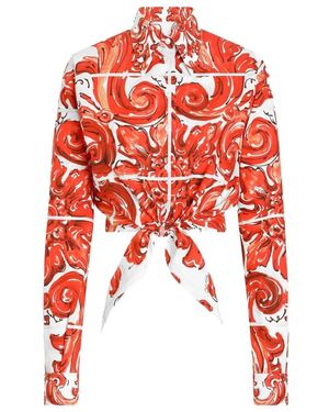 Dolce & Gabbana Majolika-Print Popeline Hemdbluse - Rot