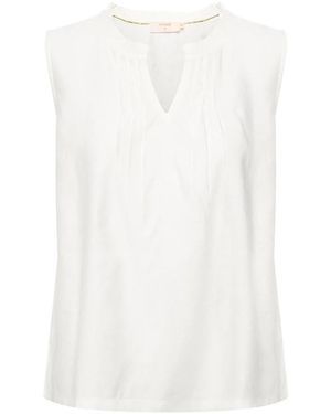 Cream Sleeveless Tops - Bianco
