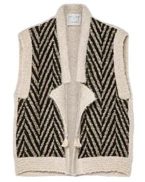 forte_forte Chevron Jacquard Strickweste - Schwarz