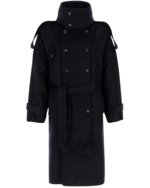 Ferragamo Double-Breasted Coats - Black