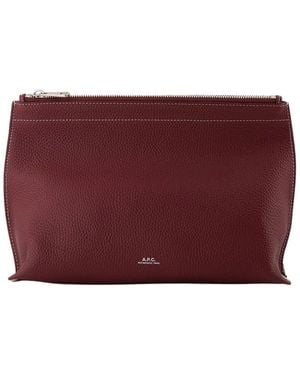 A.P.C. Tassen ,Rood ,Leer Le Neige Clou Clutch Tas