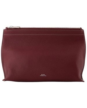 A.P.C. Tassen ,Rood ,Leer Le Neige Clou Clutch Tas