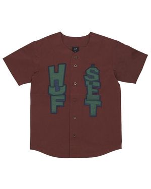 Huf Baseballtrikot Knopfjacke Kurzarm - Rot