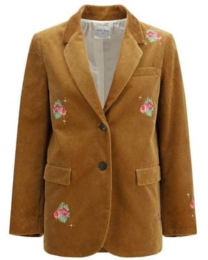 forte_forte Jassen ,Bruin ,Katoen Bouquet Velvet Single-Breasted Jacket