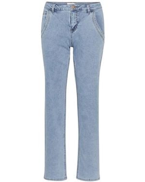 Cream Straight Fit Jeans - Blue
