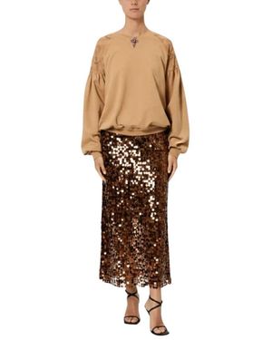 Pink Memories Midi Skirts - Brown