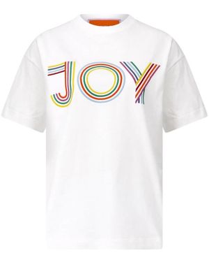 La DoubleJ Tops ,Wit ,Katoen Regenboog Oversized T-Shirt Met Borduursel