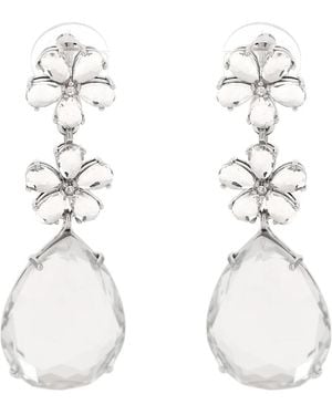 Self-Portrait Crystal Flower Tiered Earrings - Weiß
