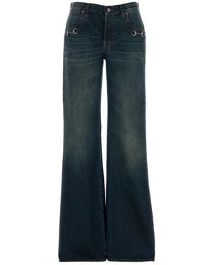 Gucci Jeans ,Blauw ,Katoen Katoenen Denim Broek Met Horsebit