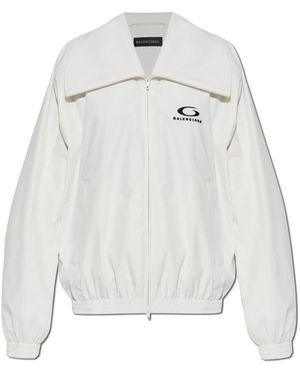 Balenciaga Jacke Mit Gesticktem Logo - Weiß