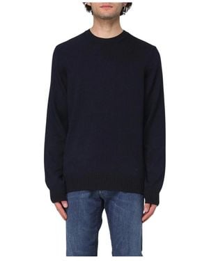 Emporio Armani Merinowolle Rundhalspullover - Blau