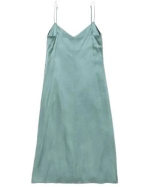 Acne Studios Kleedjes ,Groen ,Satijn Satijnen Midi Jurk Met Kant - Blauw