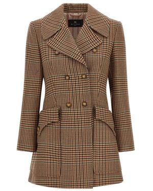 Etro Double-Breasted Coats - Brown