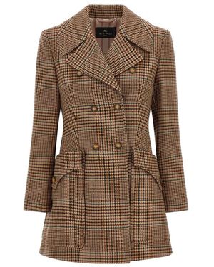 Etro Dubbele Rij Woljas Met Prince Of Wales Motief - Bruin
