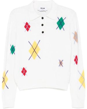 MSGM Round-Neck Knitwear - Blanc