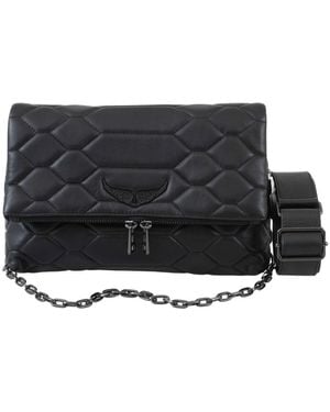 Zadig & Voltaire Rocky Xl Mat Scale Lederhandtasche - Schwarz