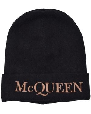 McQueen Accessoires ,Zwart ,Kasjmier Cashmere Beanie