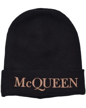 McQueen Accessoires ,Zwart ,Kasjmier Cashmere Beanie