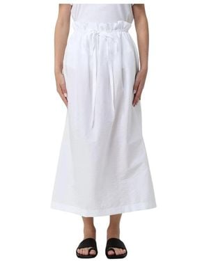 Fabiana Filippi Elastische Katoenen Midi Rok Met Tailleband - Wit