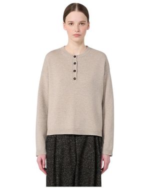 Max Mara Truien & Vesten ,Wol Trui Met Ronde Hals - Naturel