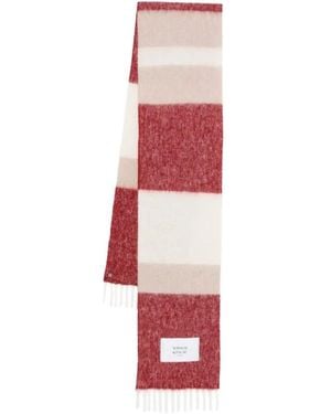 Maison Kitsuné Accessoires ,Veelkleurig ,Gestreepte Alpaca Sjaal - Rood