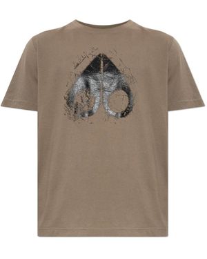 Moose Knuckles Tops ,Bruin ,Katoen Bedruikt T-Shirt - Grijs