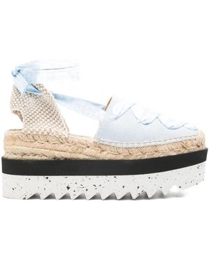 Stella McCartney Schoenen ,Blauw ,Katoen Gaia Platform Espadrilles - Wit