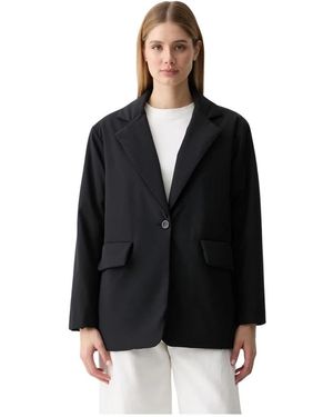 DKNY Jassen ,Zwart ,Leer Blazer-Stijl Pufferjack