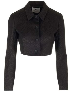Marine Serre Cropped Moon Diamond Jacquard Jacket - Zwart