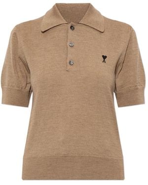 Ami Paris V-Neck Knitwear - Neutro