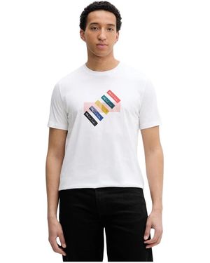 Paul Smith Tops ,Wit ,Katoen T-Shirt Met Ronde Hals